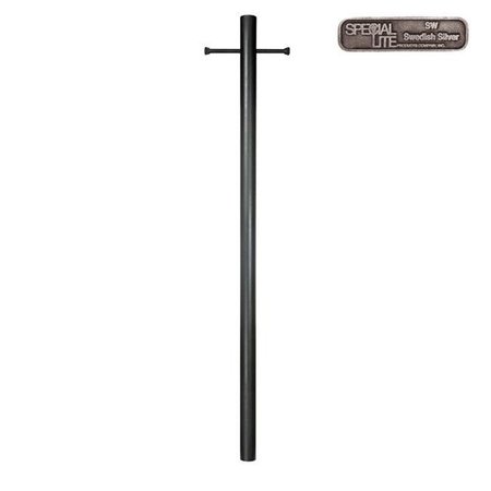 CRAFTMADE Direct Burial Posts 400-SW 7 ft. Smooth Aluminum Direct Burial Post with Ladder Rest-Swedish Silver 400-SW